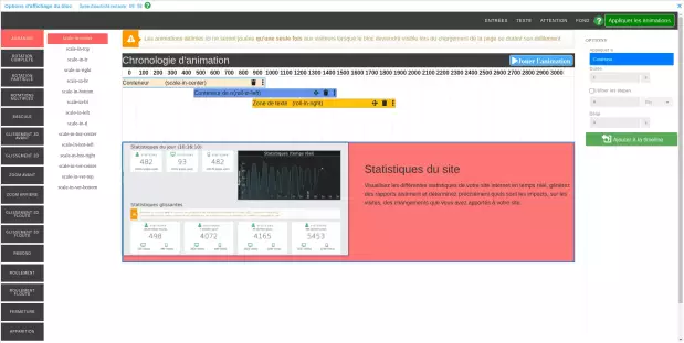 La configuration d'une animation de bloc
