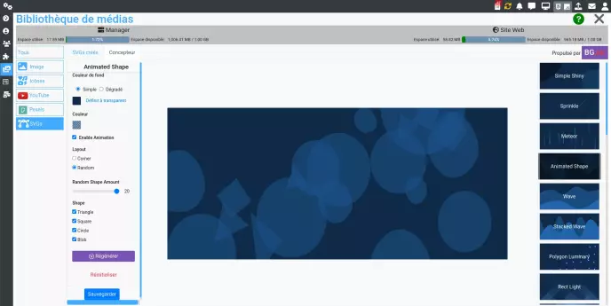 La page de création de SVGs