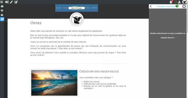 La modification d'un menu
